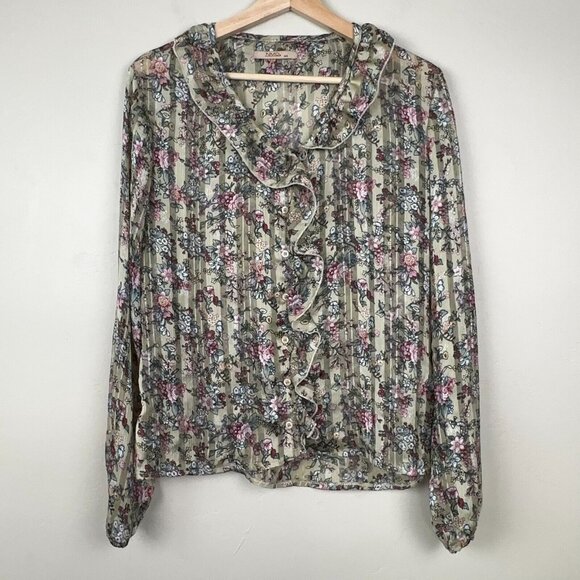 NMD Tops - Blouse Women 44 Ruffle Cottagecore Delicate Dainty Floral Romantic Prairie